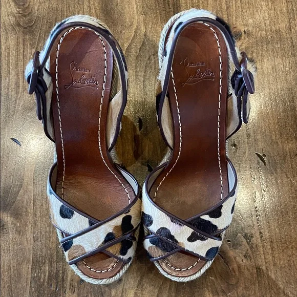 CHRISTIAN LOUBOUTIN Leopard Pony Hair Sandal Espadrilles 36 - Picture 4 of 8